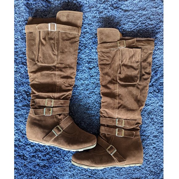 Daily Shoes Shoes - 💜Chic Suede Knee-High Boots with Buckle Detail - Size 10